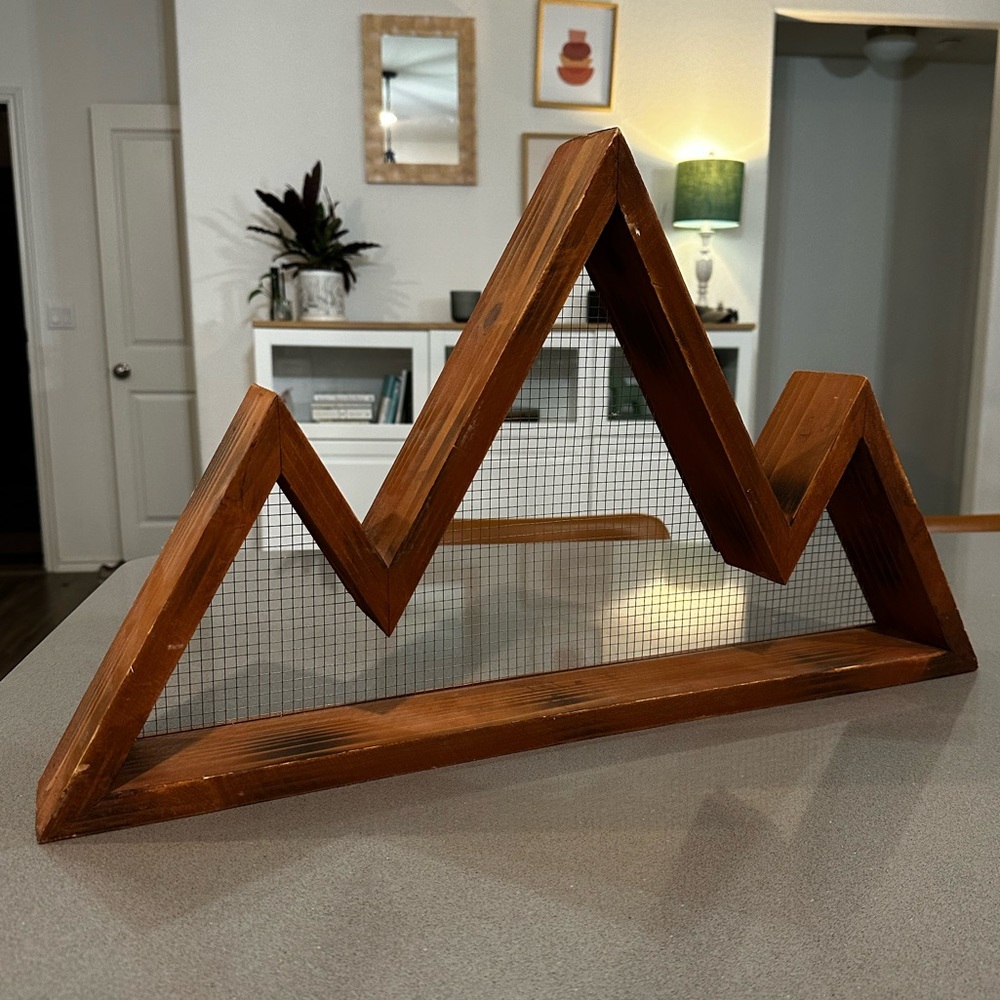 Mountain-scape Wall Decor and Shelf with Wire back for Jewelry